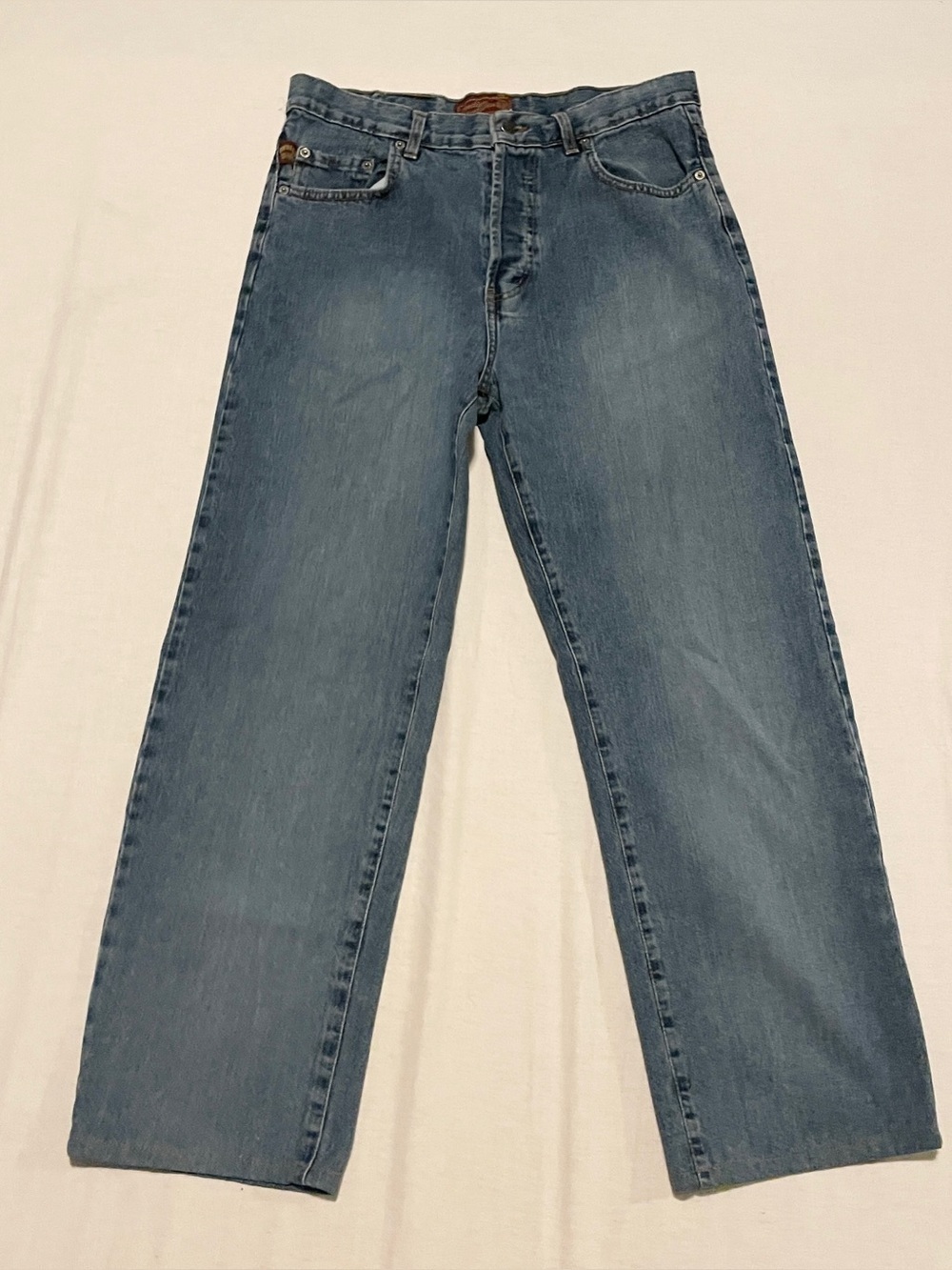 Vintage Indian Motorcycle Co. Sportswear Jeans Baggy Button Fly Blue Denim
